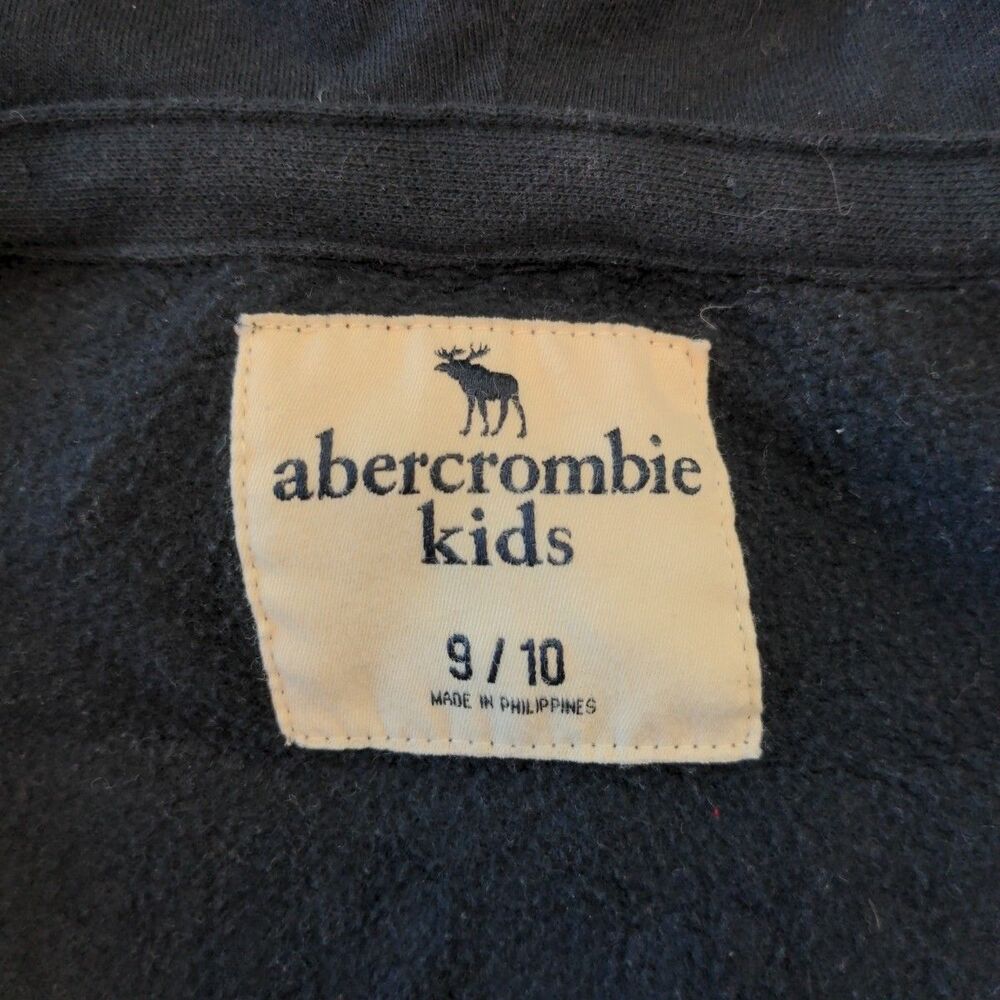 Abercrombie Kids Full Zip Hoodie Size 9/10 Black Large Back Logo Soft Sweatshirt - Picture 10 of 10